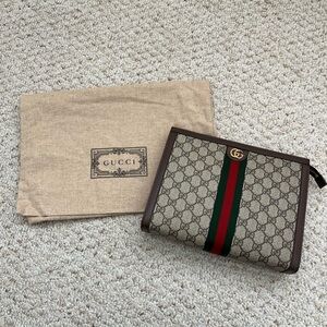 Gucci Ophidia pouch Brown and Green Monogram Bag